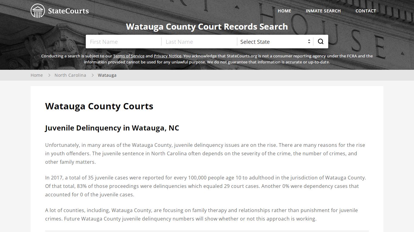 Watauga County, NC Courts - Records & Cases - StateCourts